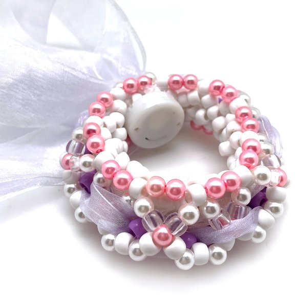 LASR Lavender Luminous Light Up Ribbon Rave Kandi Bracelet - Picture 4 of 4